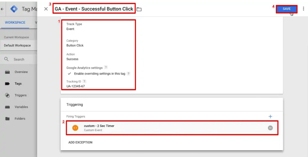 Configuring an event Tag and attaching a trigger to it in Google Tag Manager