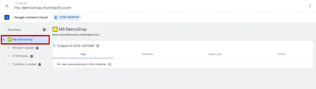 Verifying the Pageview event tracked by Google Tag Assistant
