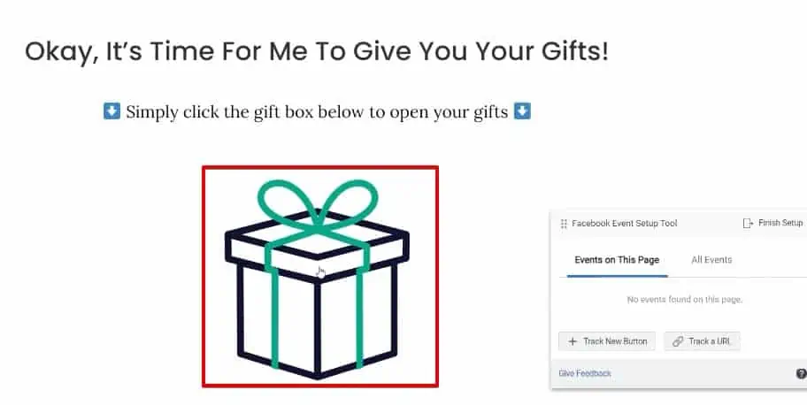 Generating a lead event on the website by clicking on the thank you gift page