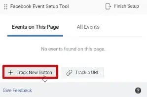 Using the Track New Button method to set up a new event from the Meta Business Manager account