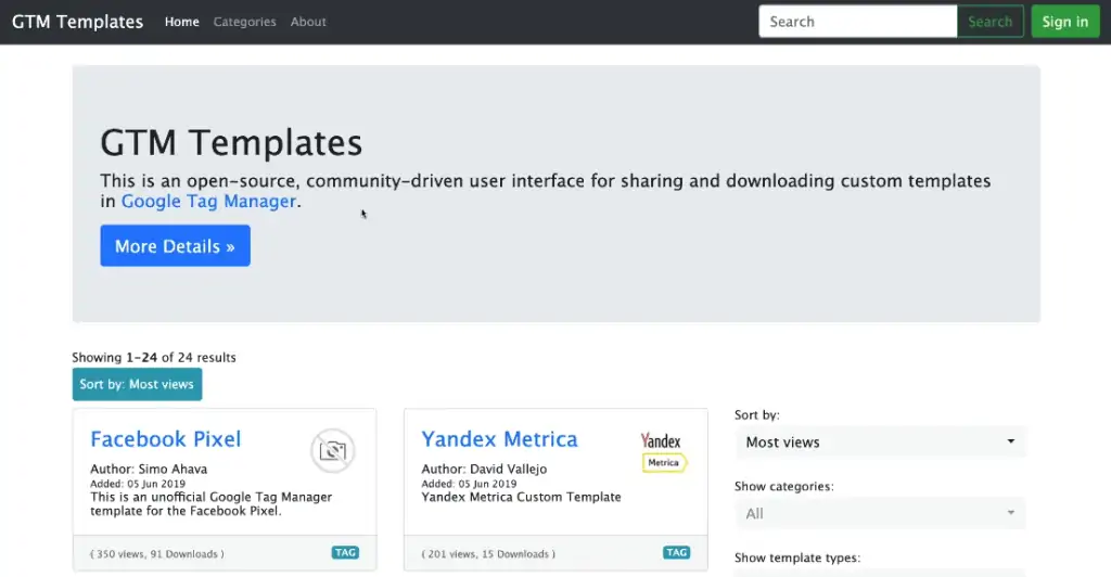 Accessing the GTM templates library to choose the most suitable template as per business needs