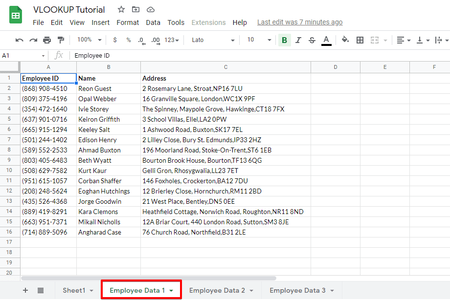 Verifying data from the sub sheet 1 on a spreadsheet to do a VLookup function
