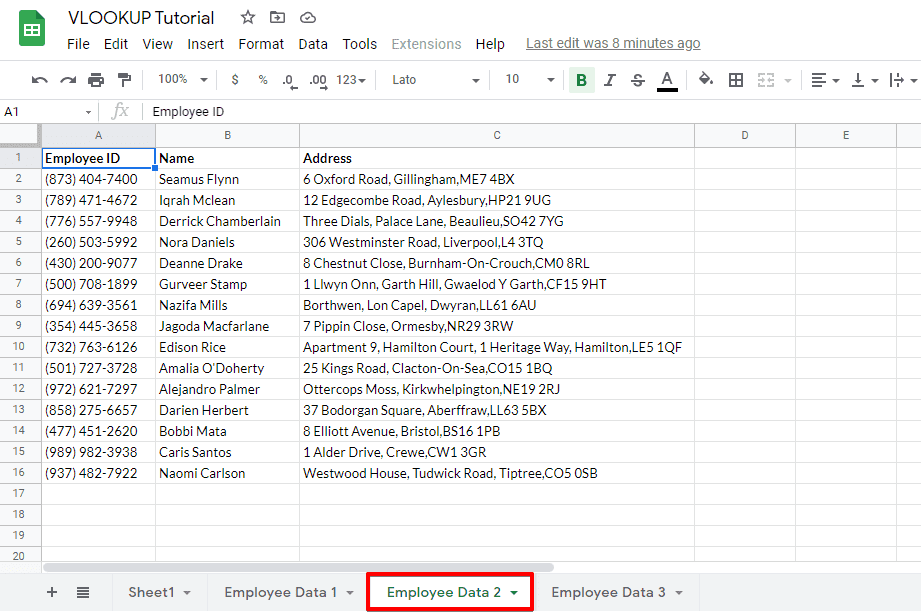 Verifying data from the sub sheet 2 on a spreadsheet to do a VLookup function