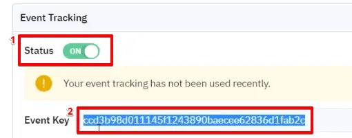 Accessing the event key by enabling event tracking on ActiveCampaign account