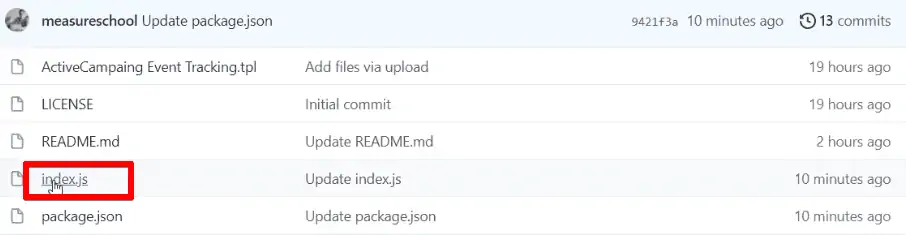 Accessing index.js codes from the repository