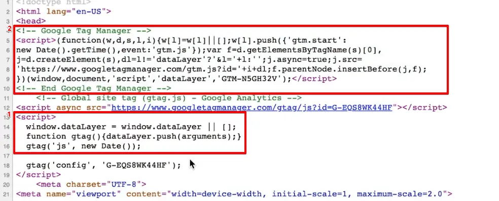 Accessing the code snippets from the website page source script