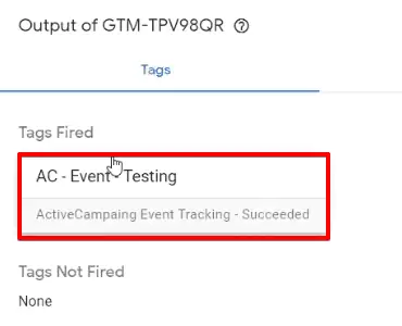ActiveCampaign Tag fired on Google Tag Manager