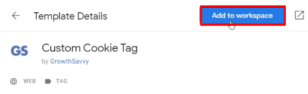 Adding a custom cookie Tag to the workplace