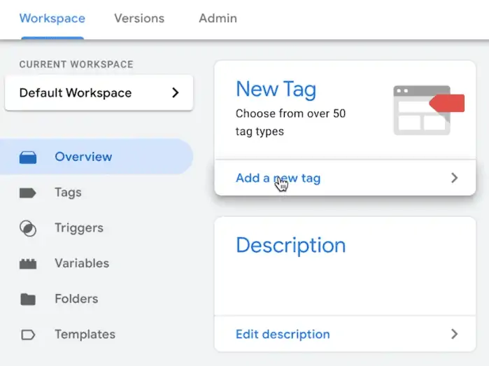 Adding a new Tag from the GTM account