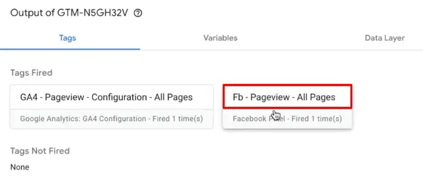 Analyzing the fired Tags from the Tags section of the Google Tag Assistant legacy extension