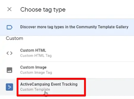 Creating a Tag with ActiveCampaign Event Tracking type on Google Tag Manager