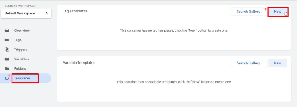 Creating a new template in the Google Tag Manager