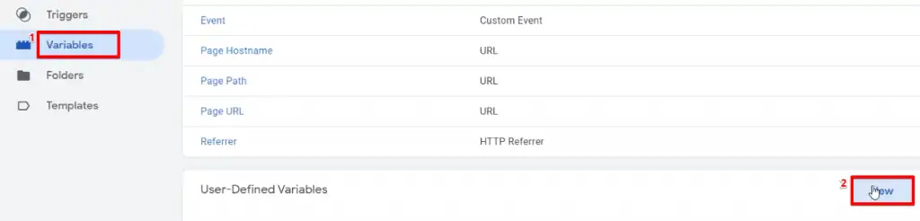Creating a new variable on the Google Tag Manager account