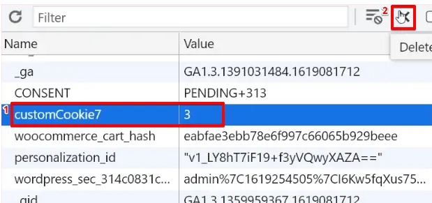 Deleting the cookies from the browser with the help of developer tools
