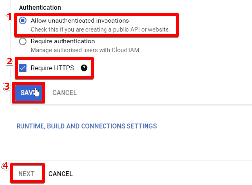 Filling up authentication information for a new Google Cloud Function