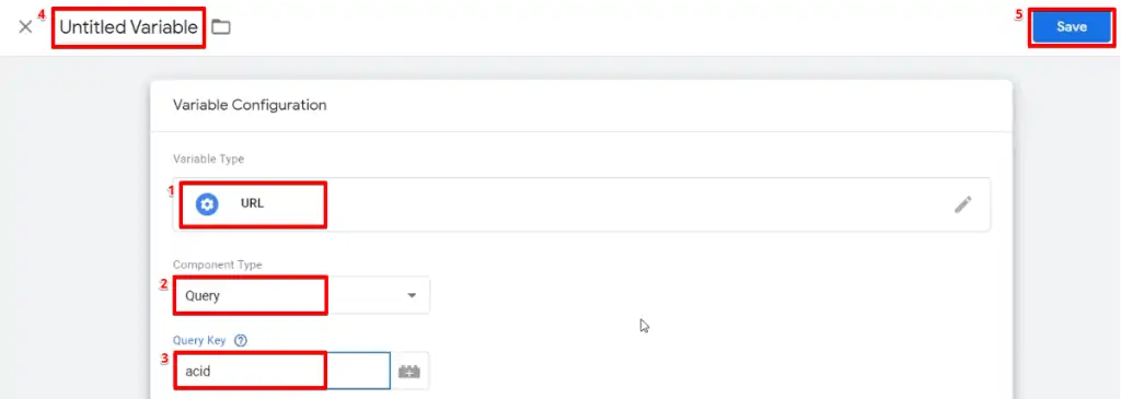 Filling up details to create a URL variable on the Google Tag Manager account