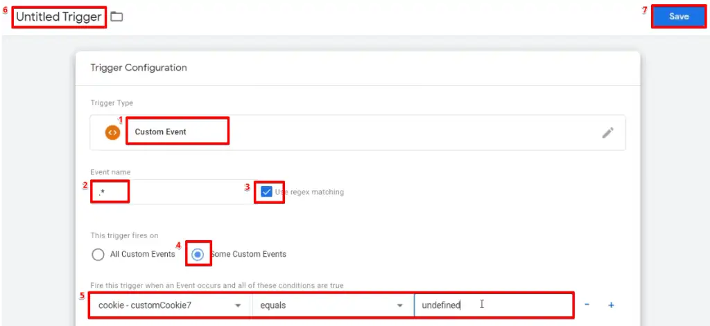 Filling up information for a custom trigger to counter the Tag trigger in Google Tag Manager