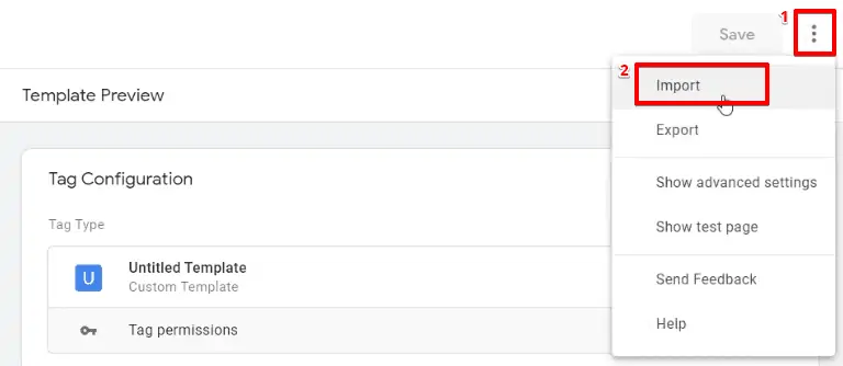 Importing the event tracking codes to a new template on Google Tag Manager