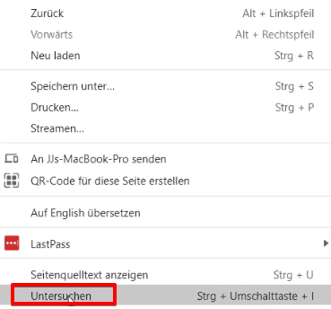 Opening developer tools by the inspect element option on the browser
