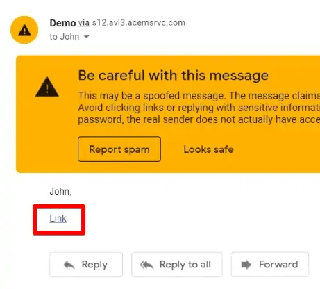 Sending the link attached with a string to the user by email