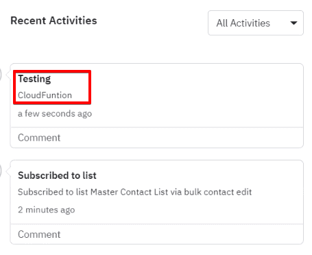 Tracking Recent Activities of users on the ActiveCampaign account