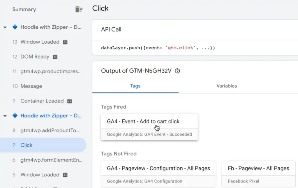 Verifying fired Tags data from the Google Tag Manager extension
