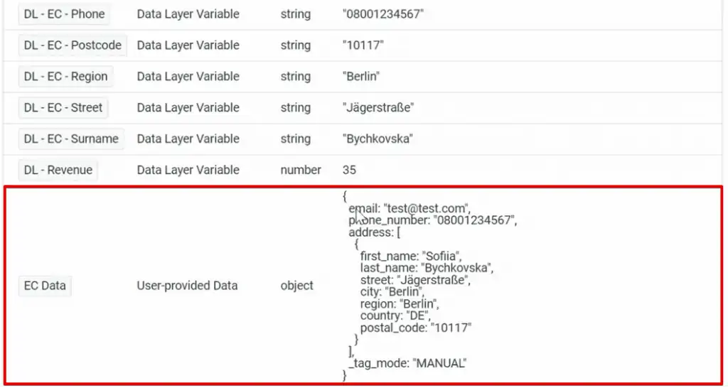 Checking the Enhanced Conversion Data