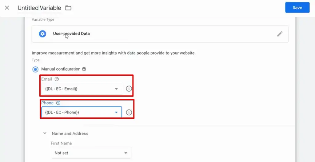 Choosing variables for different fields