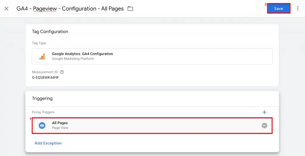 Configuring a new Google Analytics: GA4 Configuration Tag to the GTM account