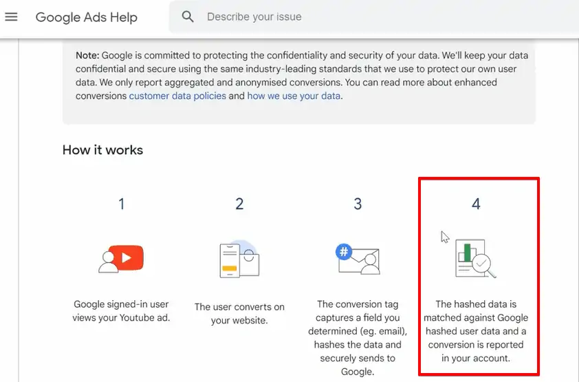 Step 4 of linking data with accounts