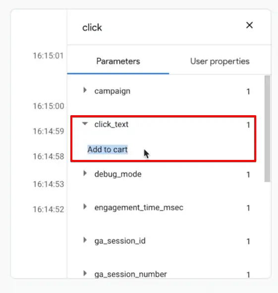 Verifying fired event data from the Google Analytics account