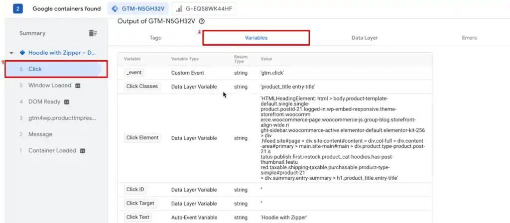 Verifying fired event data from the Google Tag Manager extension