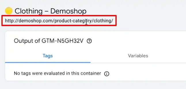 Verifying the URL tracking from the Google Tag Assistant Tag on the browser