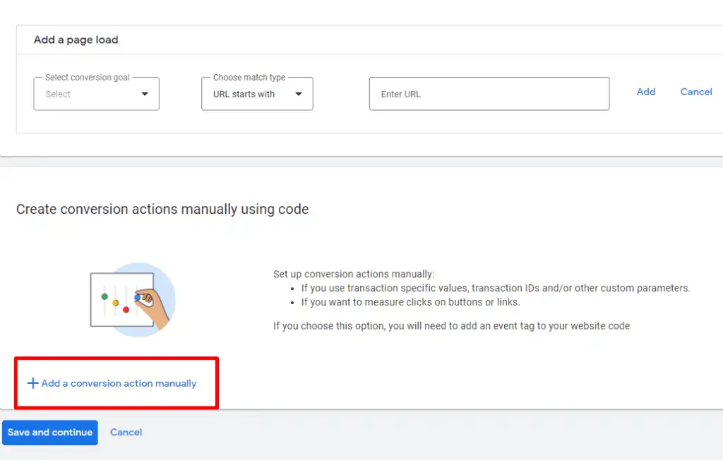 Adding a conversion manually