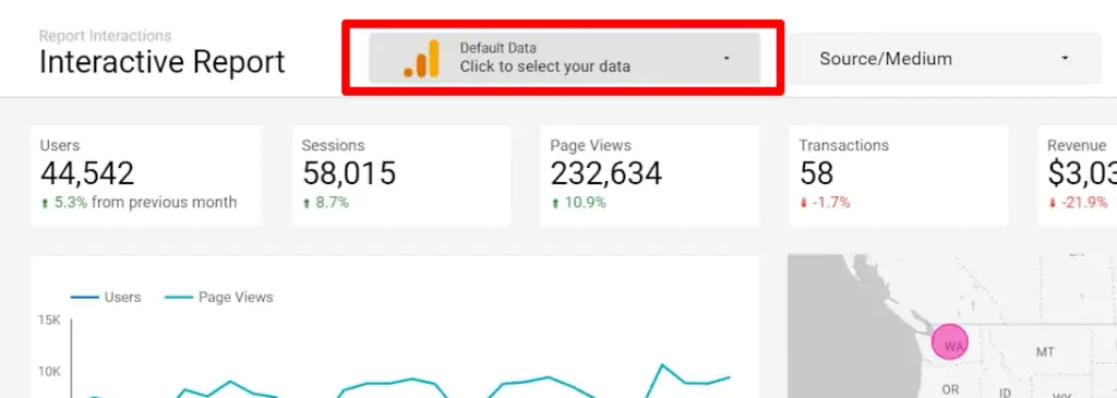 Configuring data source controls for creating interactive dashboards on Looker Studio