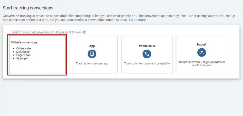 Creating a website conversion