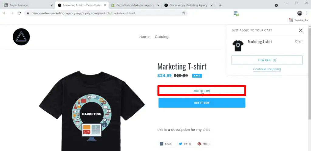 Adding a product to the cart