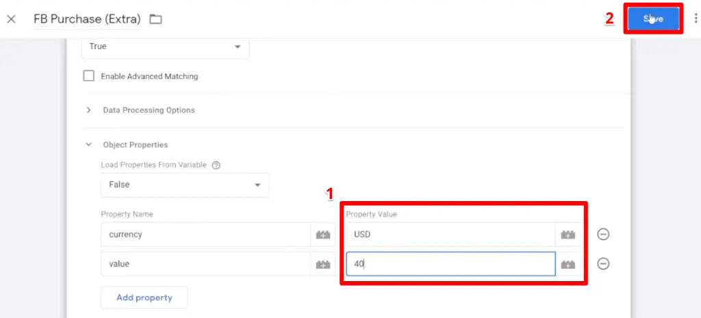Adding values to currency and value properties