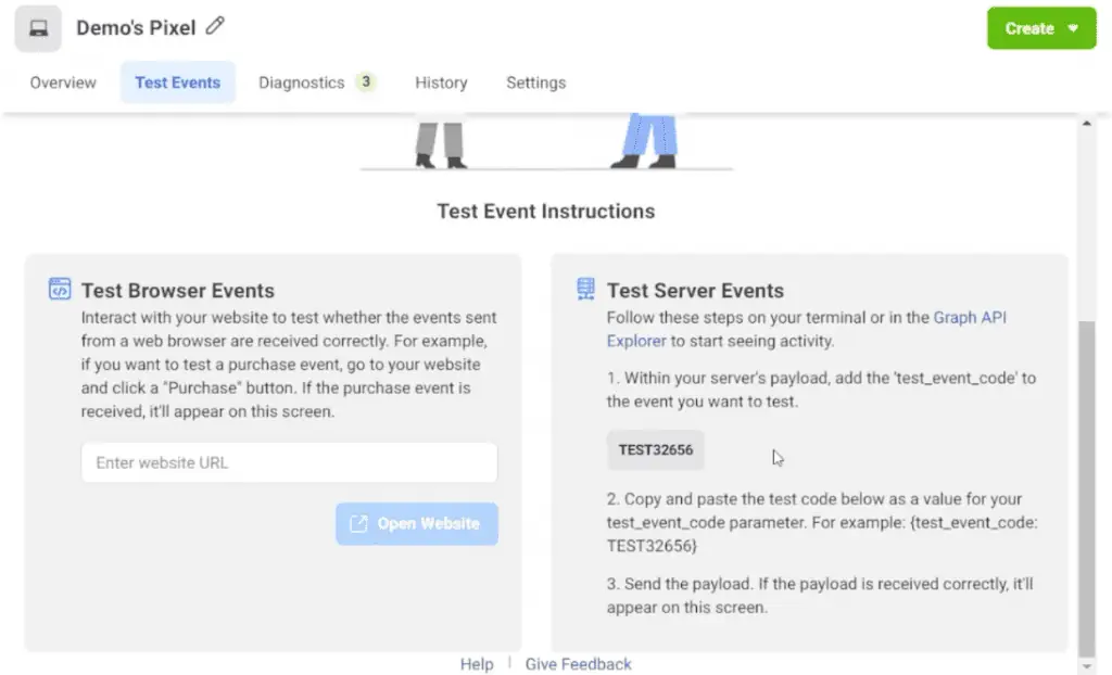 Available test event types in Meta Pixel