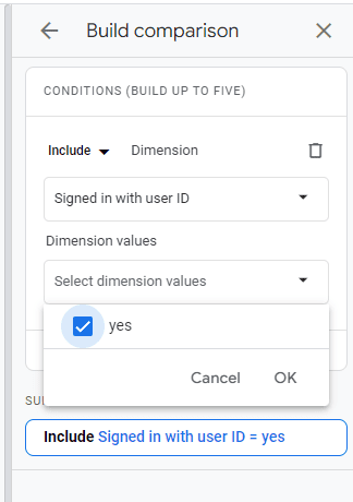 Comparison conditions