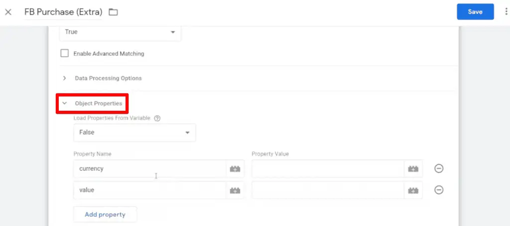 Tag object properties
