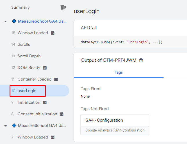 userLogin Custom Event