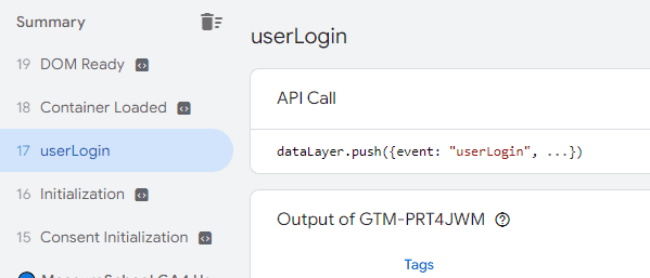userLogin Event test