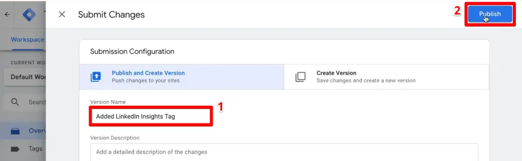 Adding a version name and publishing a live version to the website