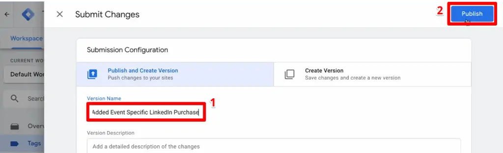 Adding a version name and publishing a live version to the website again