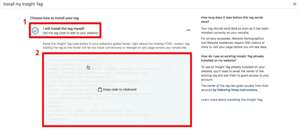 Copying the insight tag code