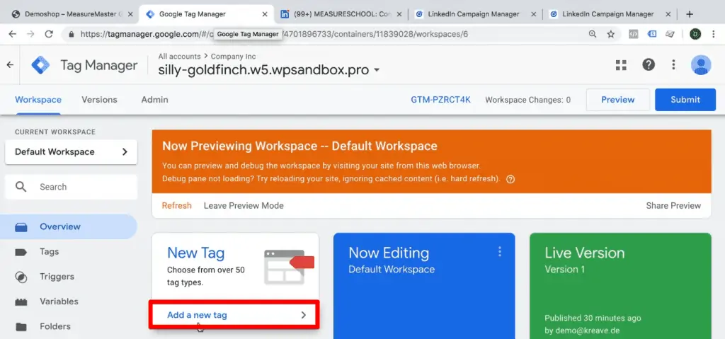 Creating a new tag in Google Tag Manager