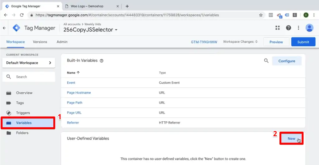 Creating a new variable in GTM