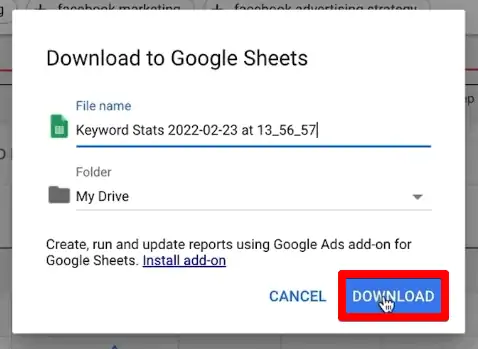 Finalizing download to Google Sheets