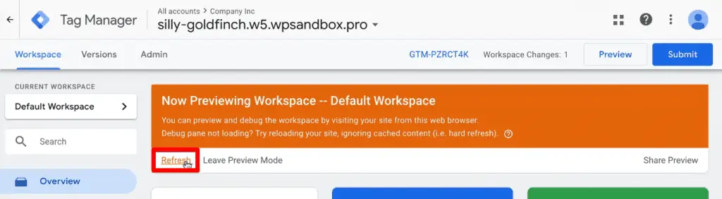 Refreshing the preview mode